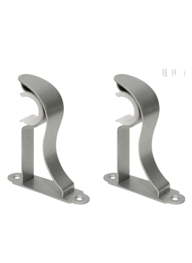 Classic Silver Metal Curtain Bracket Set (11cm) - Image 1